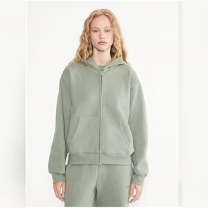Matching Set! Aritzia TNA Cozy Fleece Boyfriend Set in Light Sage Green.